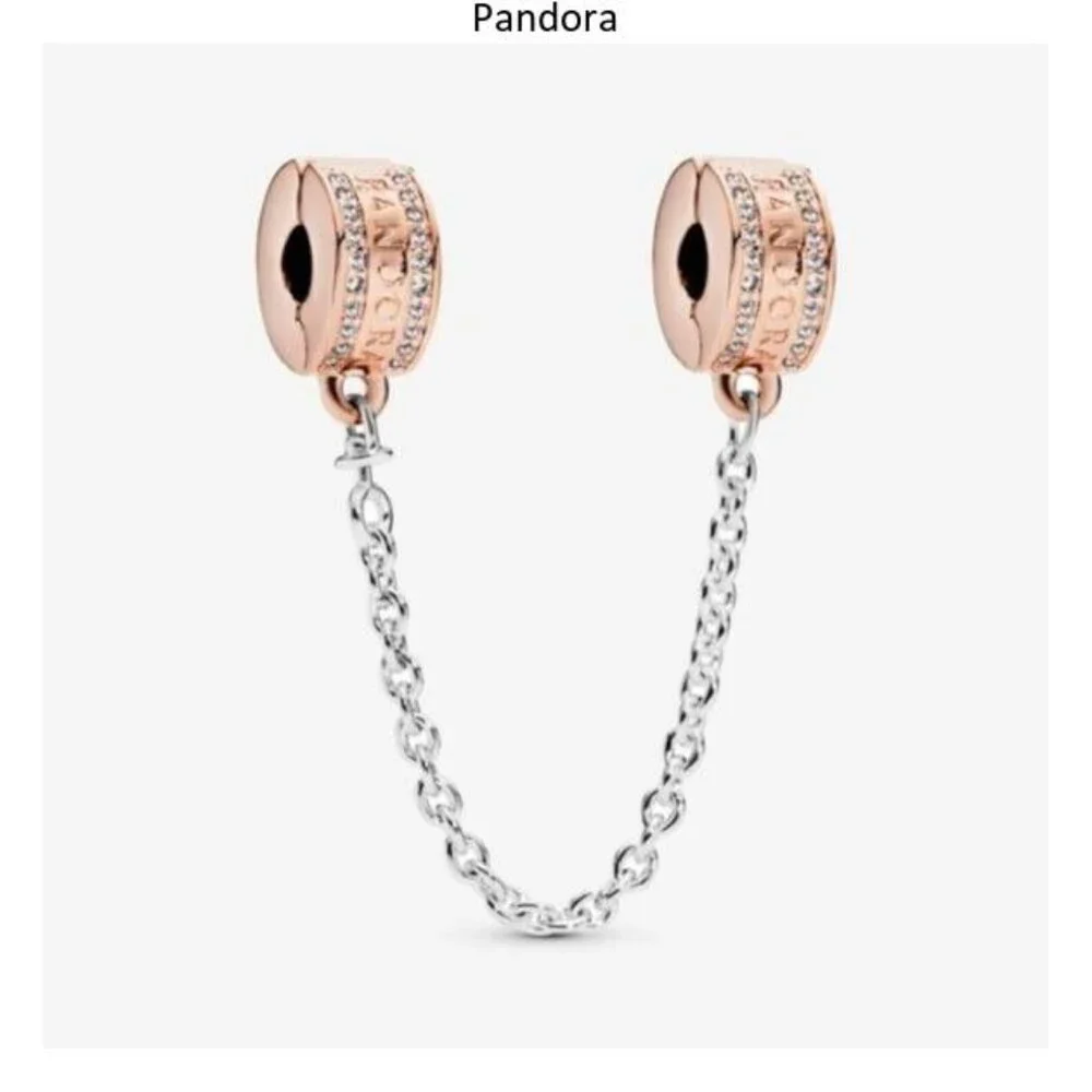 Pandora logo fixed clip safety chain